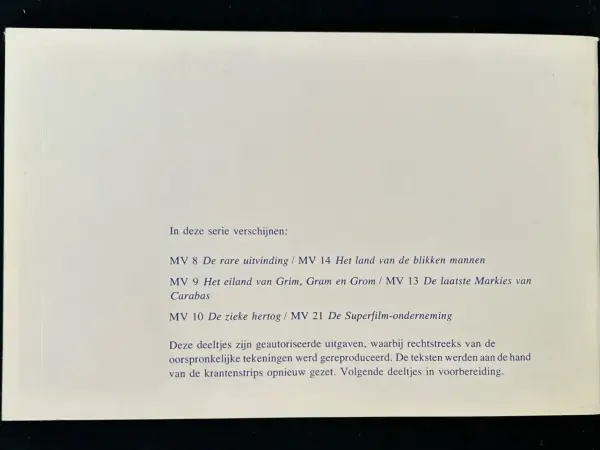 1e drukken SC Avonturen van Tom Poes - De laatste markies van Carabas (1975)